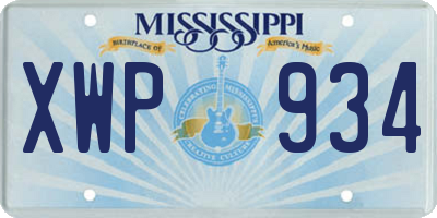 MS license plate XWP934