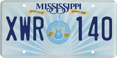 MS license plate XWR140
