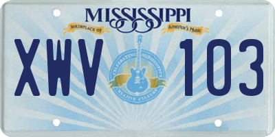MS license plate XWV103