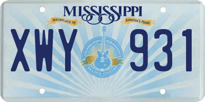 MS license plate XWY931