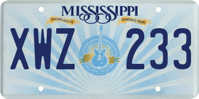 MS license plate XWZ233