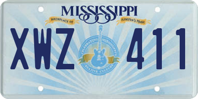MS license plate XWZ411