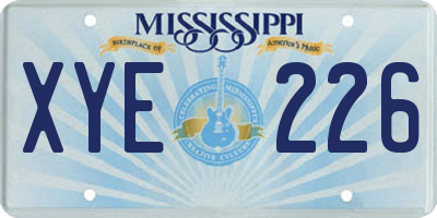 MS license plate XYE226