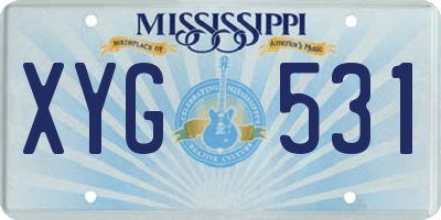 MS license plate XYG531