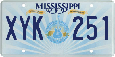 MS license plate XYK251