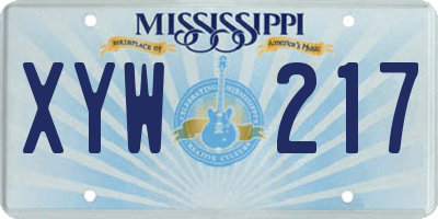 MS license plate XYW217