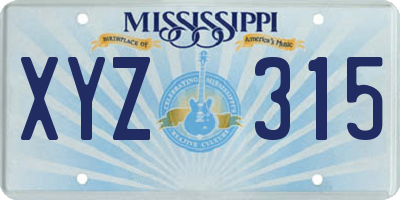 MS license plate XYZ315