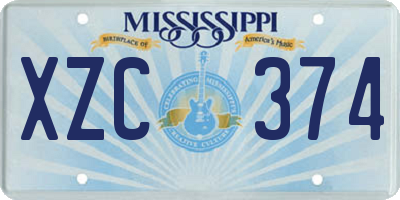 MS license plate XZC374