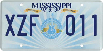MS license plate XZF011