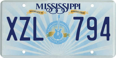 MS license plate XZL794
