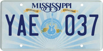 MS license plate YAE037