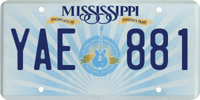 MS license plate YAE881