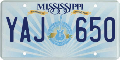 MS license plate YAJ650