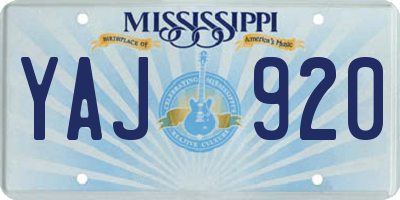 MS license plate YAJ920