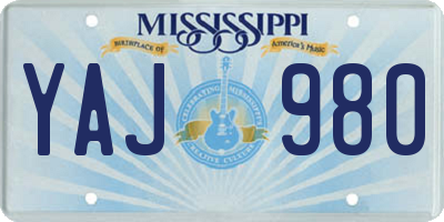 MS license plate YAJ980
