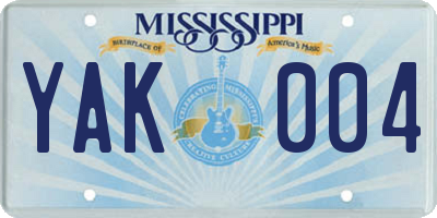 MS license plate YAK004
