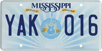 MS license plate YAK016