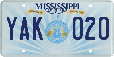 MS license plate YAK020