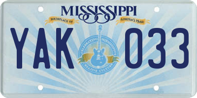 MS license plate YAK033