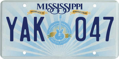 MS license plate YAK047
