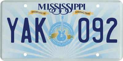 MS license plate YAK092