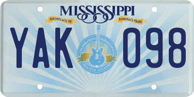MS license plate YAK098