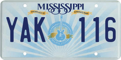 MS license plate YAK116