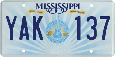 MS license plate YAK137