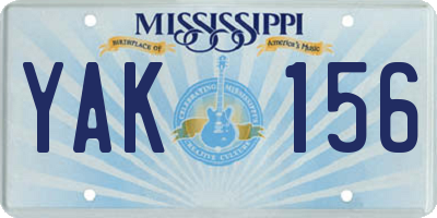 MS license plate YAK156