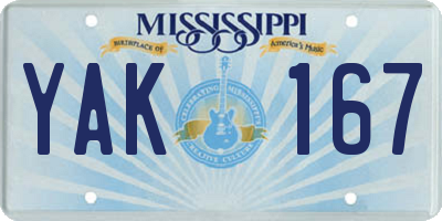 MS license plate YAK167