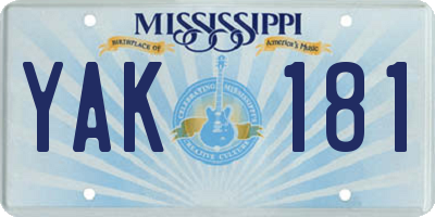 MS license plate YAK181