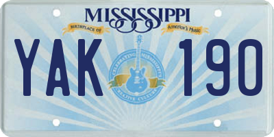 MS license plate YAK190
