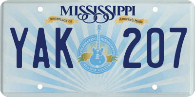 MS license plate YAK207