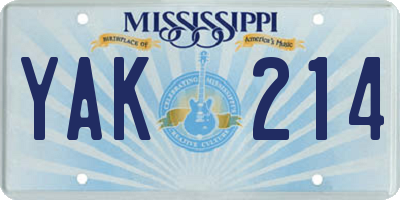 MS license plate YAK214
