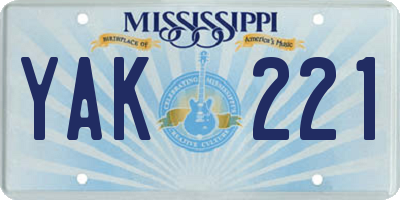 MS license plate YAK221