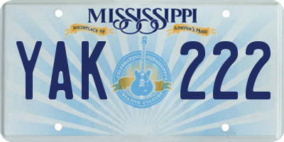 MS license plate YAK222