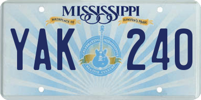 MS license plate YAK240