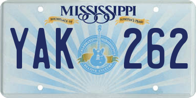 MS license plate YAK262
