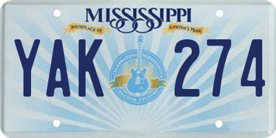 MS license plate YAK274