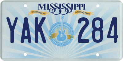 MS license plate YAK284