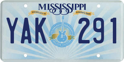 MS license plate YAK291