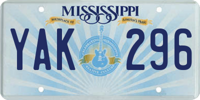 MS license plate YAK296