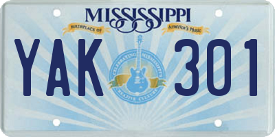 MS license plate YAK301