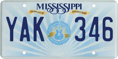 MS license plate YAK346