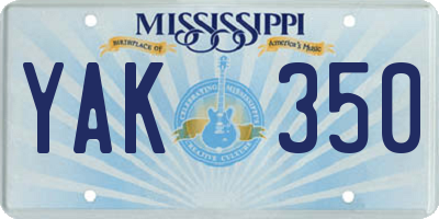 MS license plate YAK350