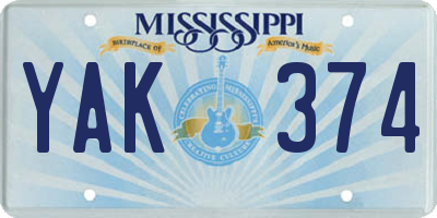 MS license plate YAK374