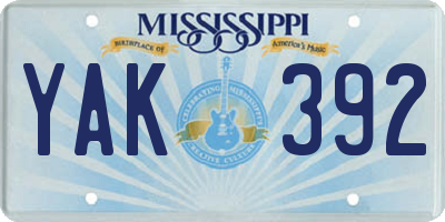 MS license plate YAK392