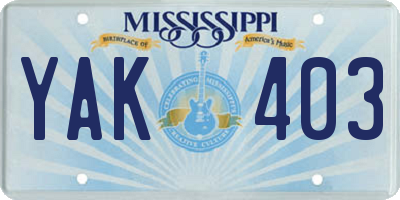 MS license plate YAK403