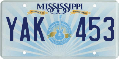 MS license plate YAK453