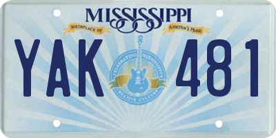 MS license plate YAK481